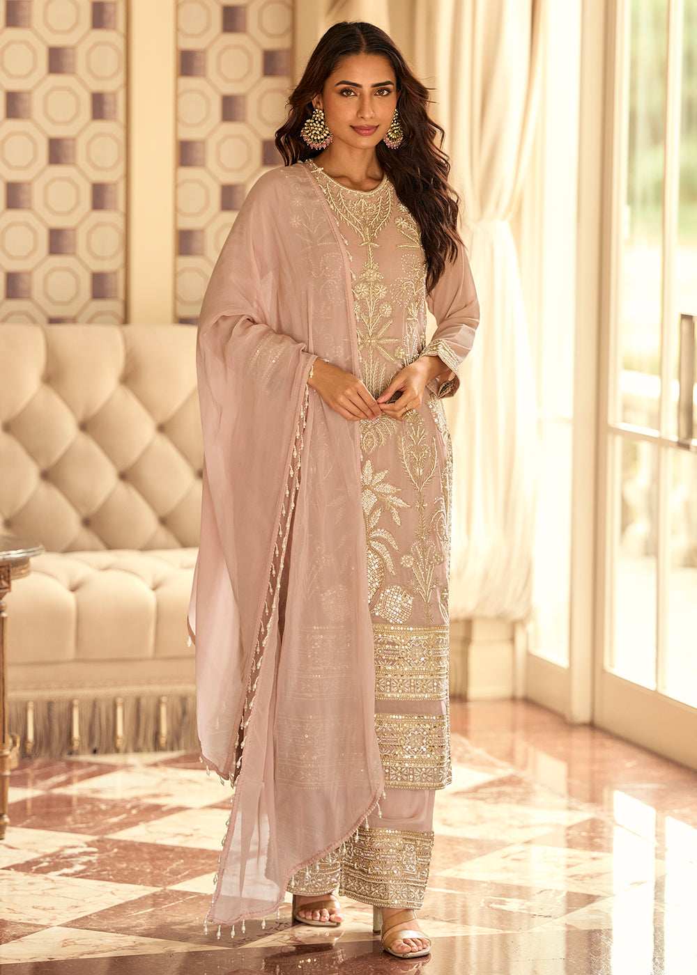 Buy Now Beautiful Pink Designer Designer Trouser Style Salwar Suit Online in Miami, Toronto, London, Bayern, Austin, Denver, New York & Worldwide at Empress.