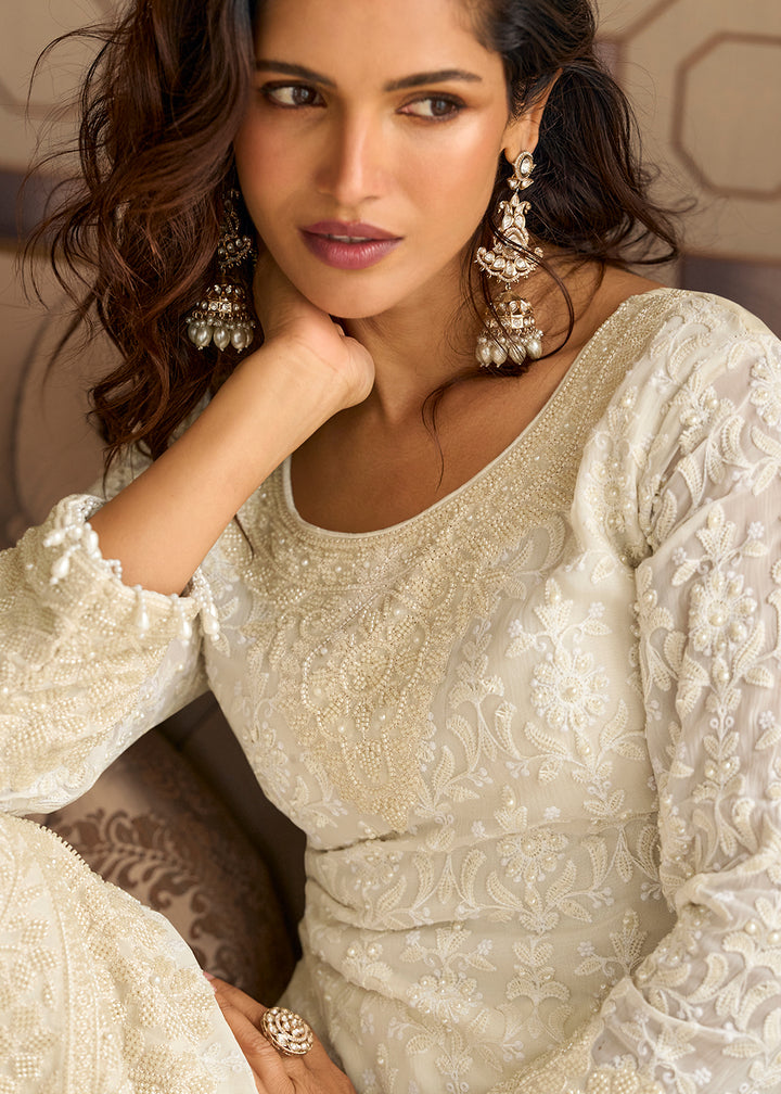 Buy Now Beautiful Off White Designer Designer Trouser Style Salwar Suit Online in Miami, Toronto, London, Bayern, Austin, Denver, New York & Worldwide at Empress.