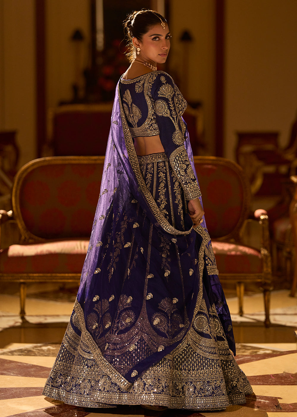 Buy Now Purple Premium Silk & Embroidered Designer Lehenga Choli Online in USA, UK, France, Canada, Italy, Sweden, Greece, UAE & Worldwide at Empress Clothing.