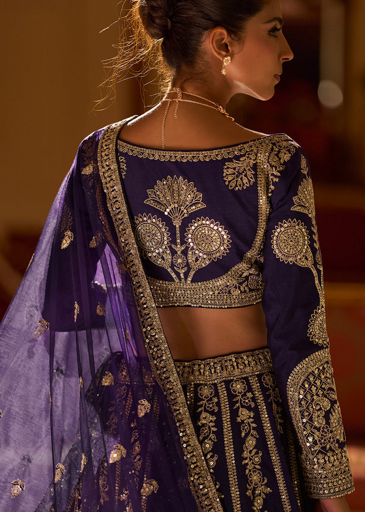 Buy Now Purple Premium Silk & Embroidered Designer Lehenga Choli Online in USA, UK, France, Canada, Italy, Sweden, Greece, UAE & Worldwide at Empress Clothing.