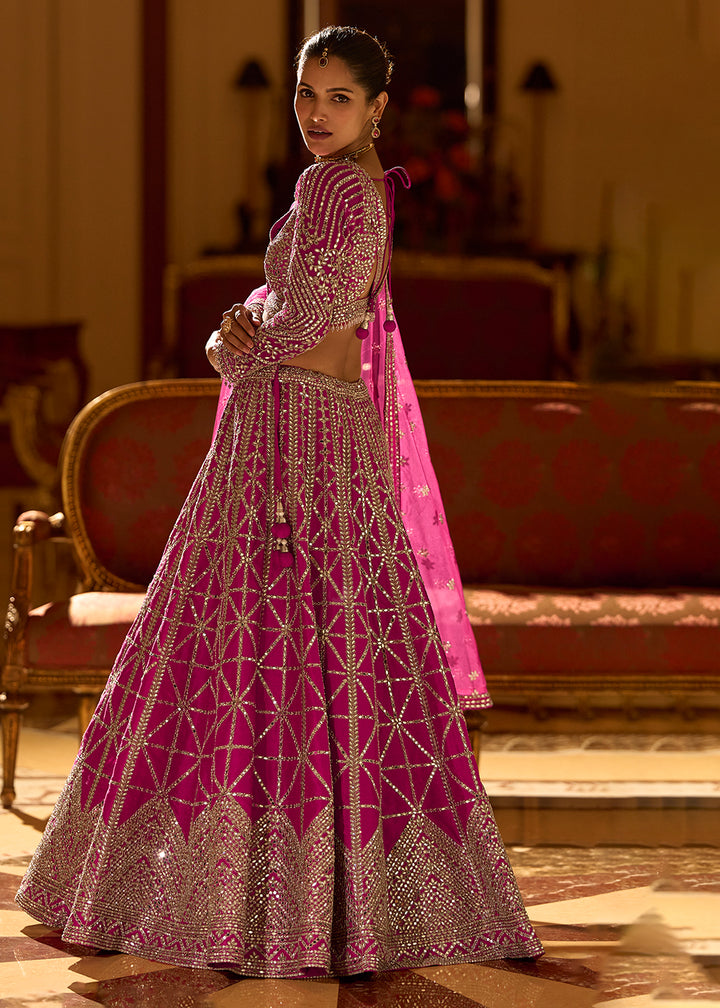 Buy Now Pink Premium Silk & Embroidered Designer Lehenga Choli Online in USA, UK, France, Canada, Italy, Sweden, Greece, UAE & Worldwide at Empress Clothing.