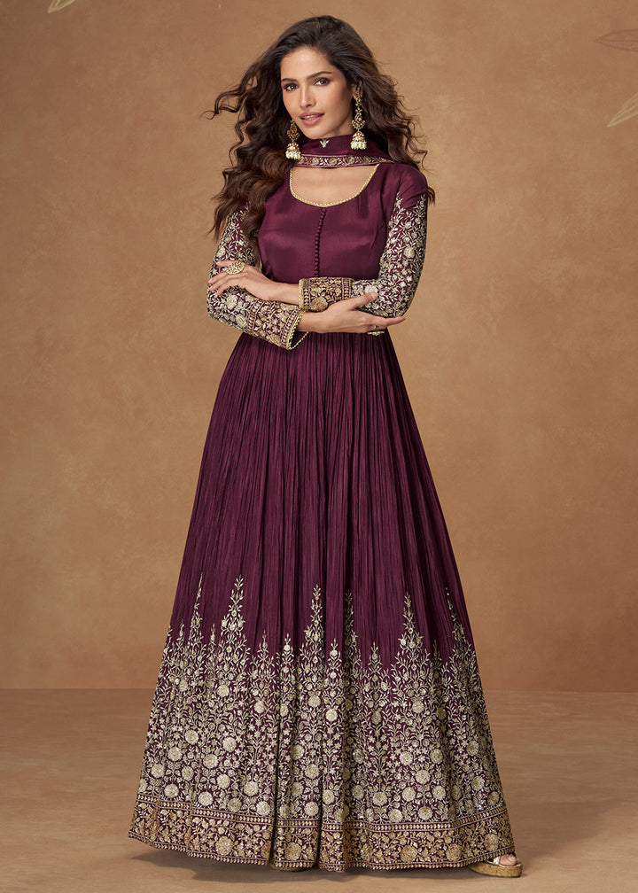 Buy Now Purple Premium Embroidered Wedding Party Anarkali Suit Online in USA, UK, Germany, France, Italy, Canada, Australia, UAE, Africa & Worldwide at Empress.