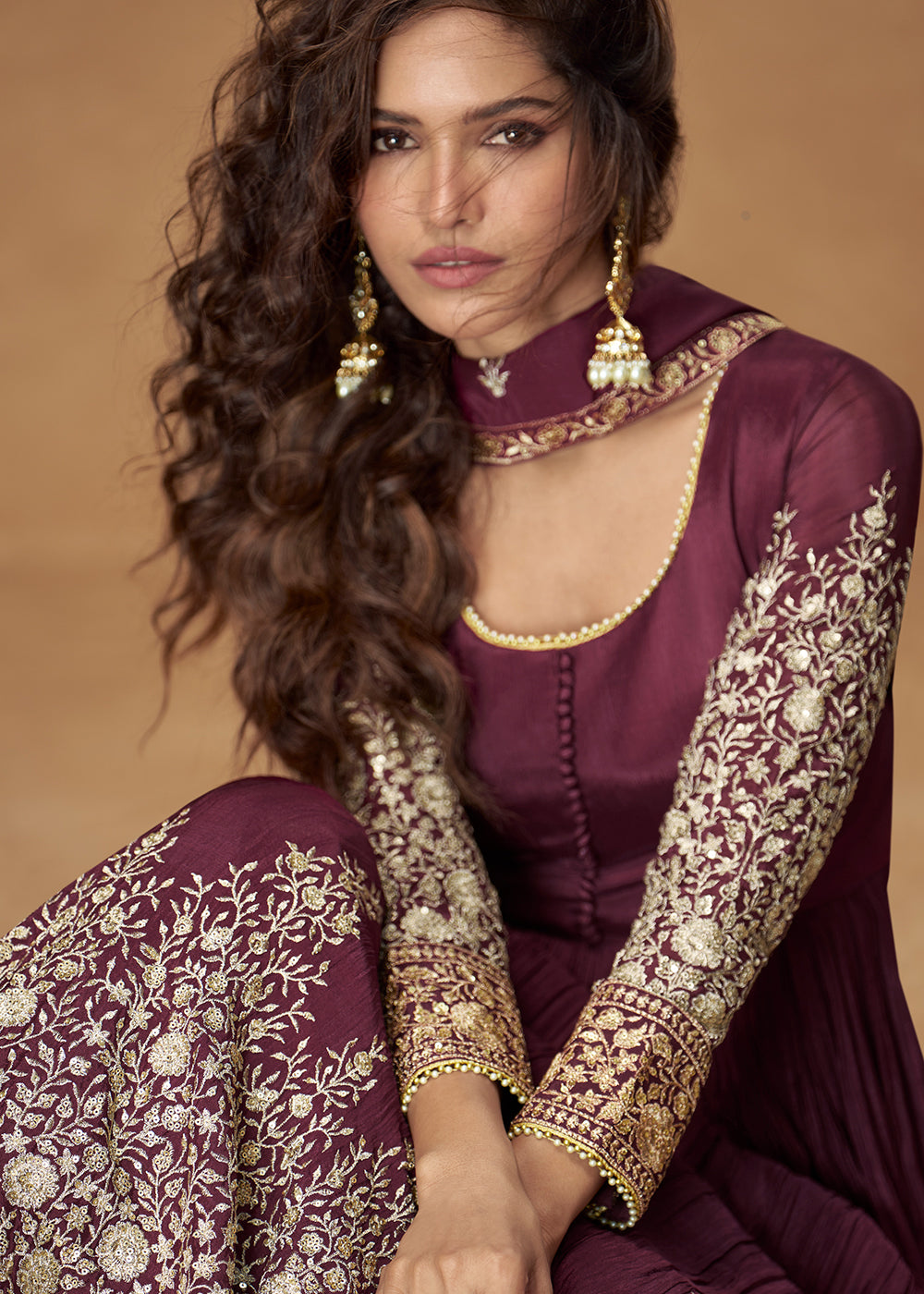 Buy Now Purple Premium Embroidered Wedding Party Anarkali Suit Online in USA, UK, Germany, France, Italy, Canada, Australia, UAE, Africa & Worldwide at Empress.