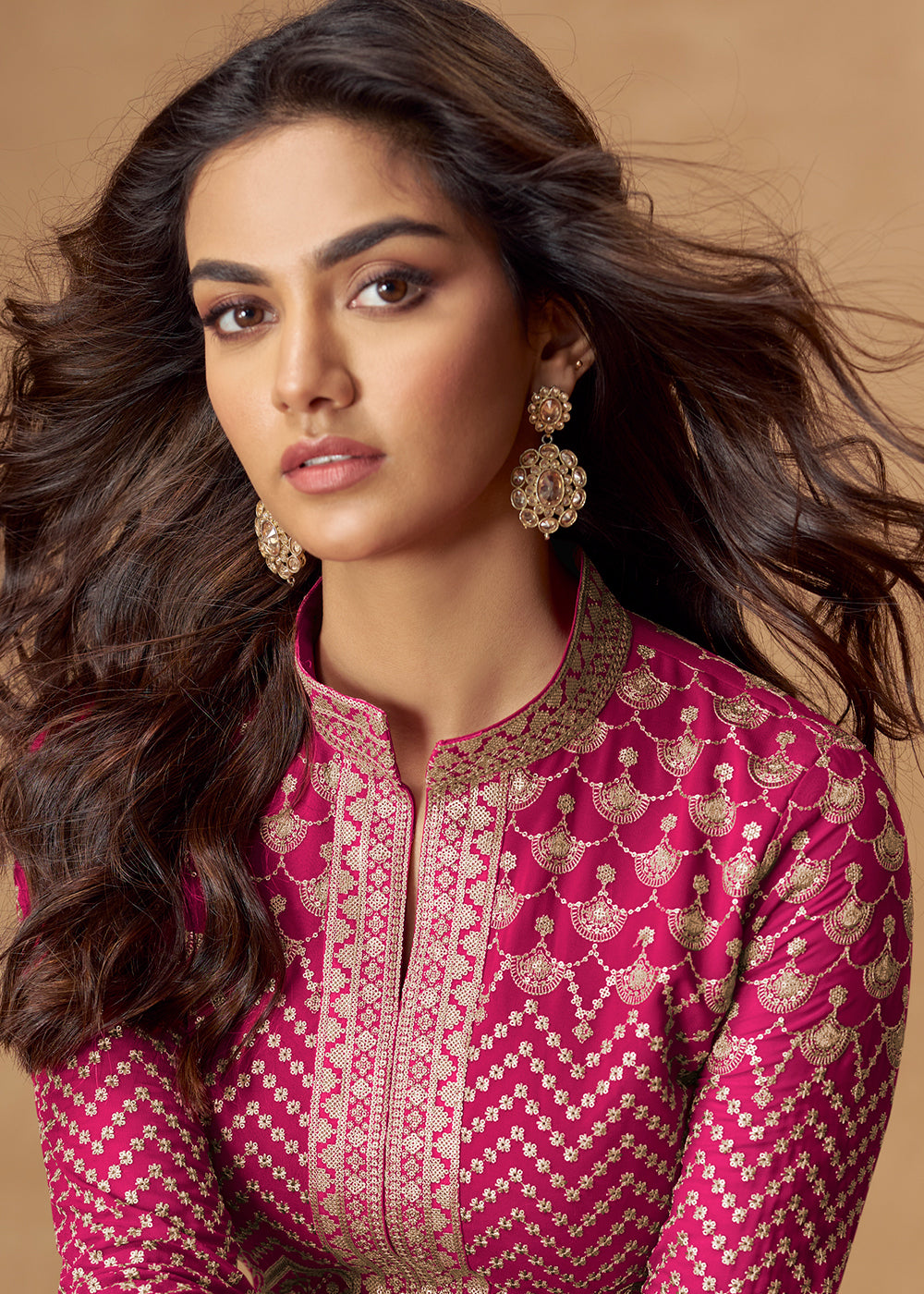 Buy Now Pink Front & Back Embroidered Slit Skirt Anarkali Suit Online in US, UK, Germany, France, Italy, Canada, Australia, UAE & Worldwide at Empress Clothing.