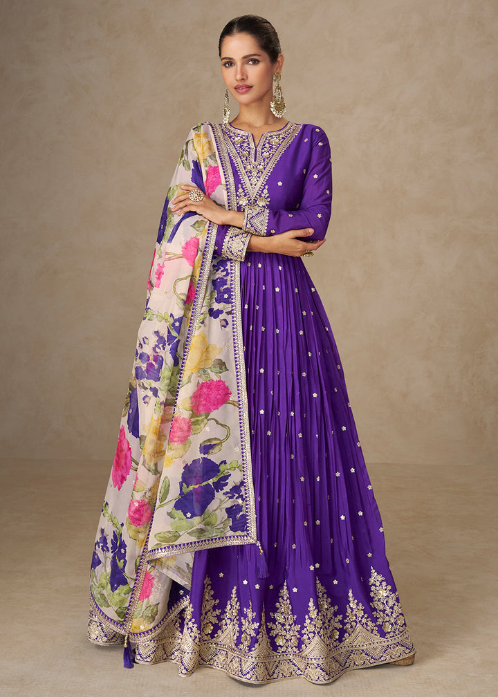Buy Now Purple Resham Threads Embroidered Festive Anarkali Suit Online in US, UK, Germany, France, Italy, Canada, Australia, Singapore & Worldwide at Empress.