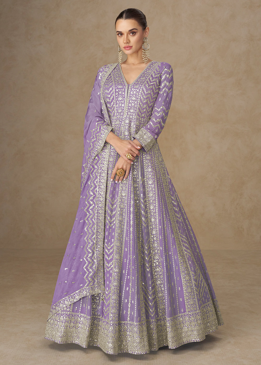 silk anarkali dress for wedding Wedding Silk Anarkali Dress Full Long Dress Anarkali Heavy Anarkali Gown Silk Fabric With Full Sleeves