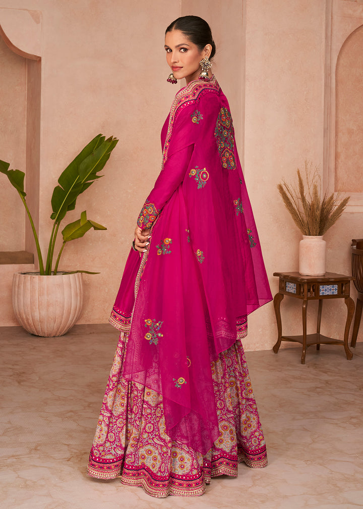 Shop Now Princess Pink Multi Thread Embroidered Designer Gharara Suit Online at Empress Clothing in USA, UK, Canada, Italy & Worldwide.