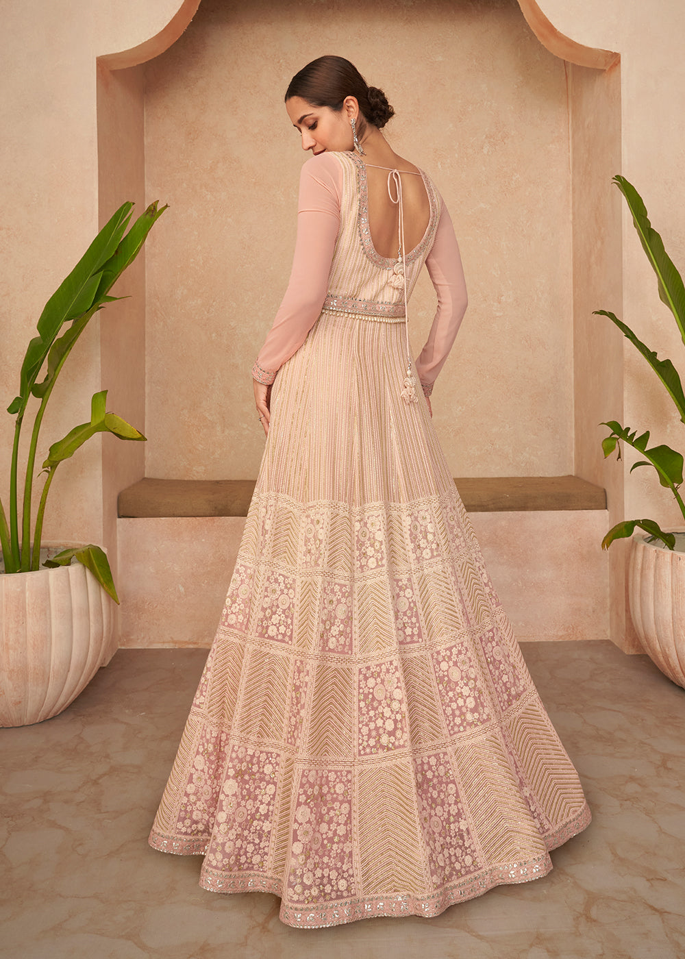 Buy Now Superb Pink Embroidered Real Georgette Wedding Anarkali Suit Online in USA, UK, Australia, New Zealand, Canada & Worldwide at Empress Clothing. 