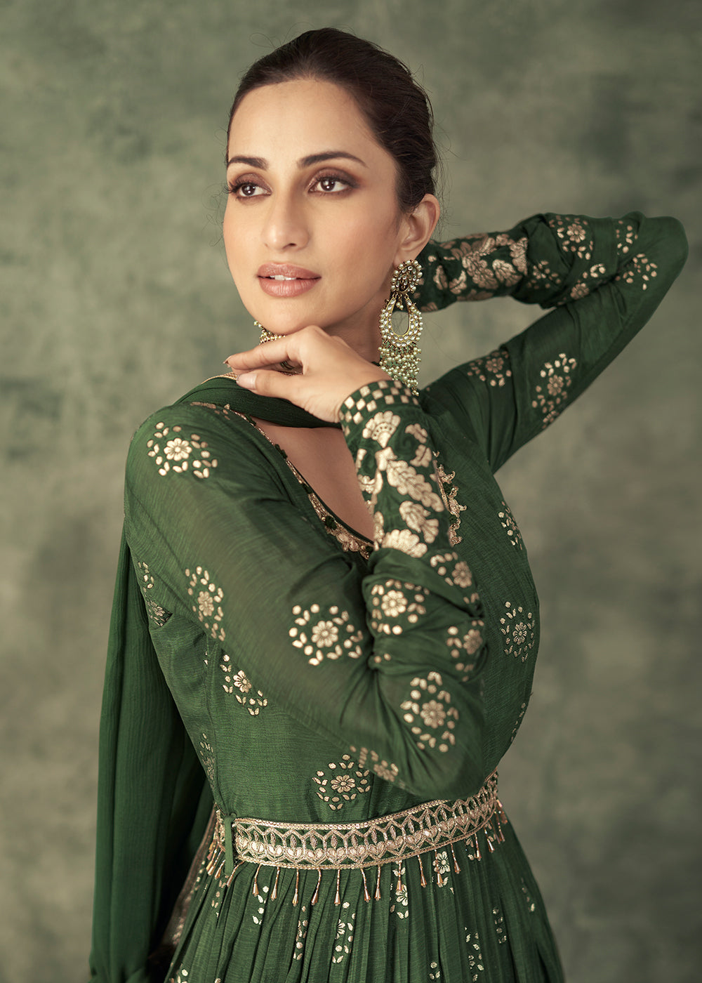 Buy Pretty Green Viscose Silk Embroidered Wedding Anarkali Gown Empress Clothing Buy Pretty Green Viscose Silk Embroidered Wedding Anarkali Gown Empress Clothing