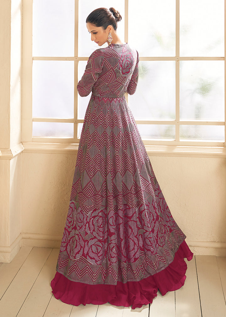 Buy Now Rani Pink Jacket Style Wedding Party Lehenga Skirt Suit Online in USA, UK, Canada & Worldwide at Empress Clothing