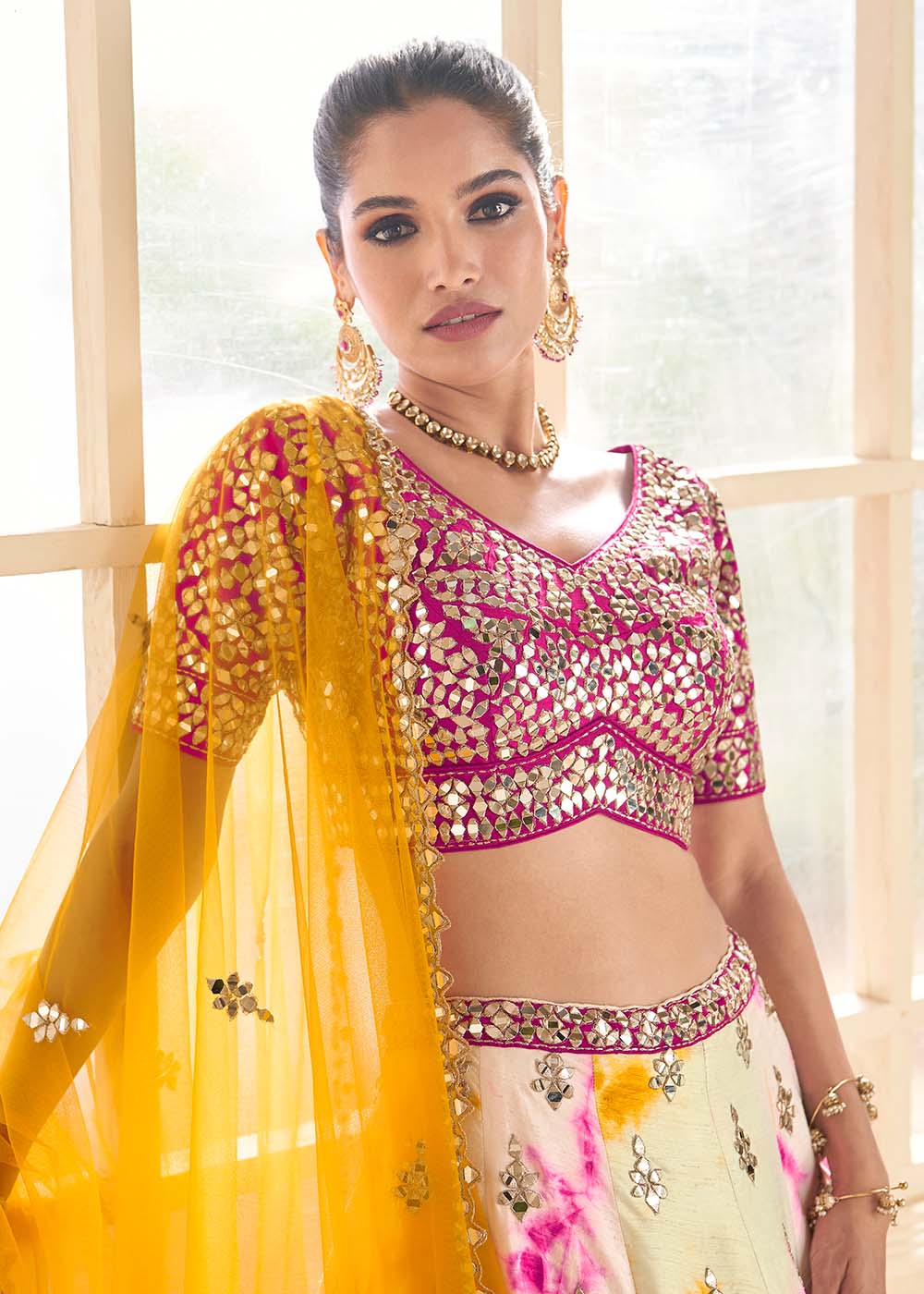 Buy Now Pink Multicolor Silk Embroidered Wedding Lehenga Set Online in USA, UK, Canada & Worldwide at Empress Clothing. 