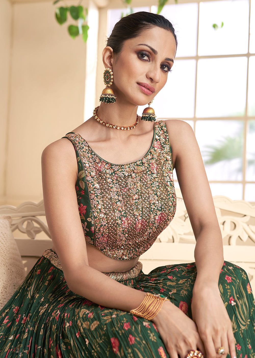 Buy Now Forest Green Georgette Embroidered Wedding Lehenga Set Online in USA, UK, Canada & Worldwide at Empress Clothing. 