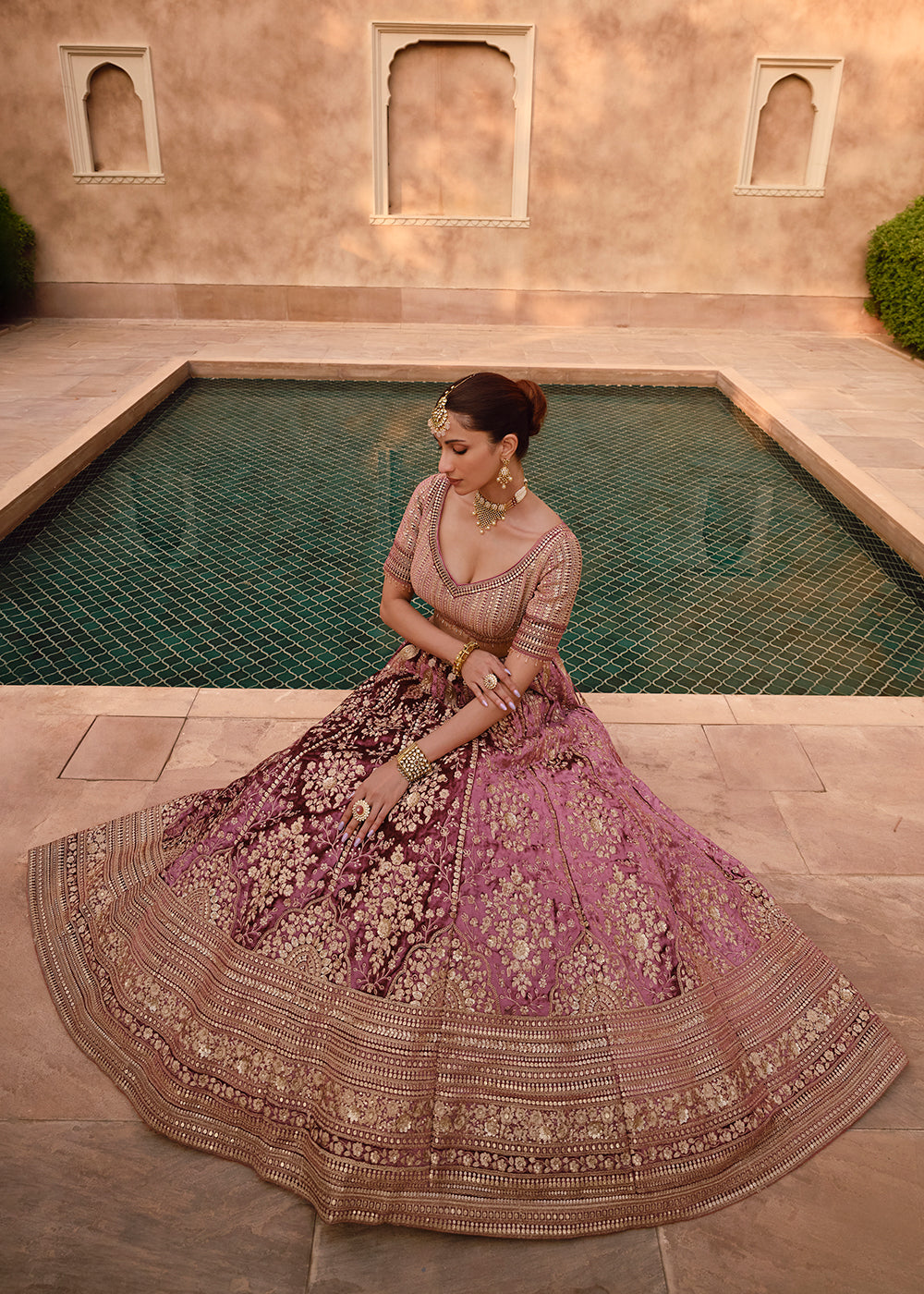 Buy Now Pink Pure Viscose Lycra Silk Embroidered Bridal Lehenga Choli Online in USA, UK, Canada & Worldwide at Empress Clothing. 