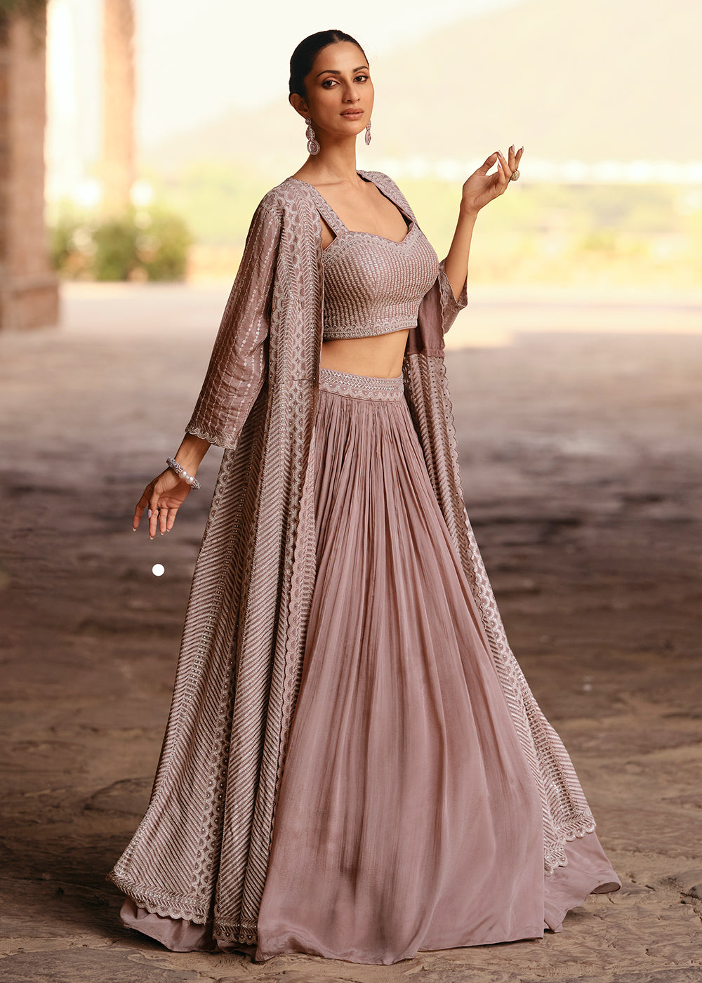 Buy Now Party Style Pale Pink Chinnon Silk Designer Lehenga Choli Online in USA, UK, Canada & Worldwide at Empress Clothing. 