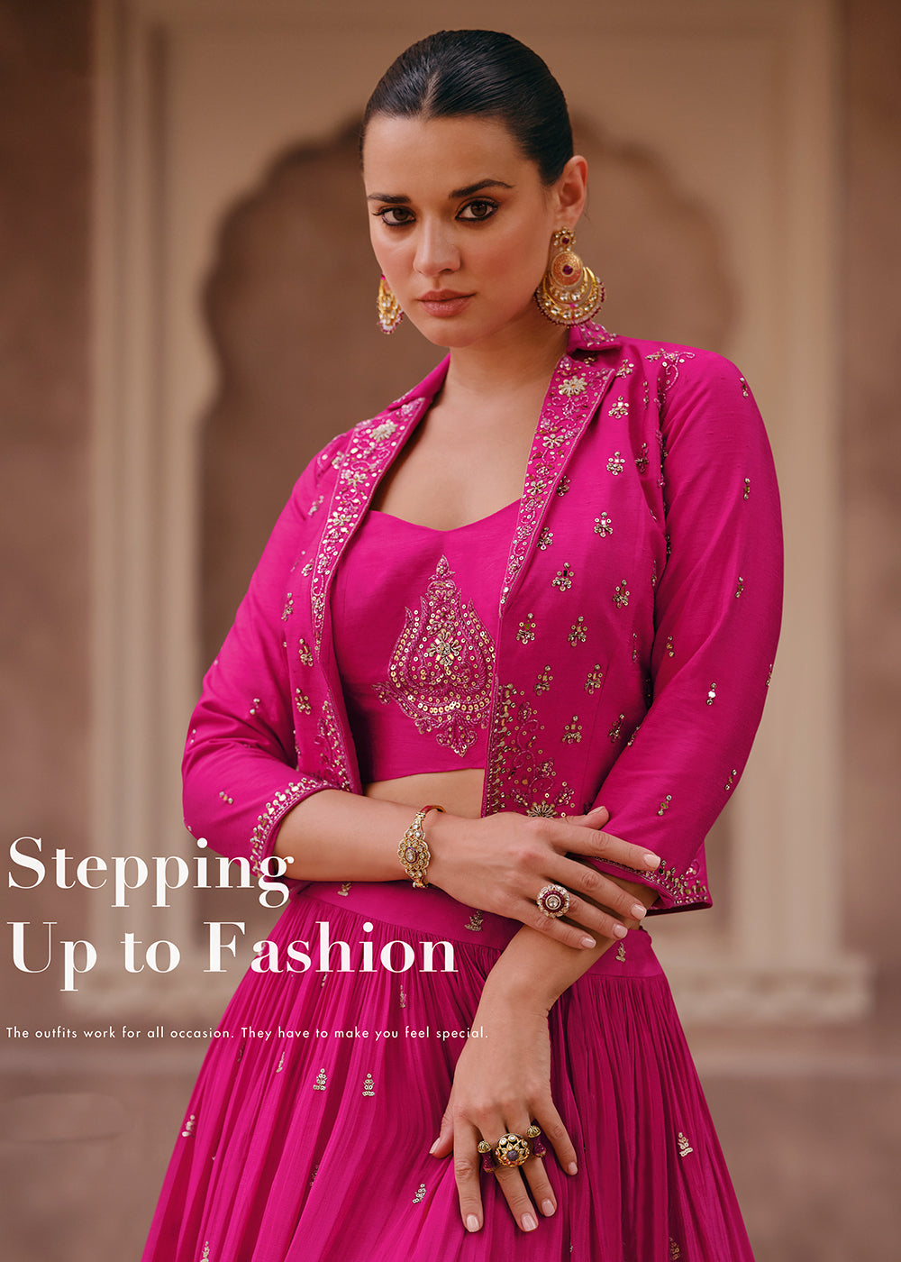Buy Now Hot Pink Chinnon Silk Embroidered Designer Lehenga Choli Online in USA, UK, Canada & Worldwide at Empress Clothing. 