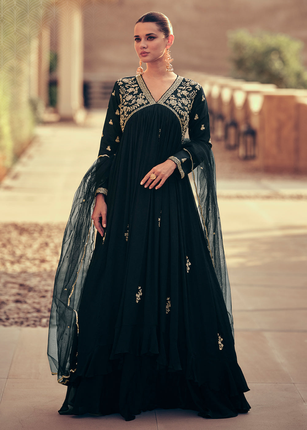 indian style evening dresses Made to order Indian Dress: Maroon Raw Silk Indo-Western Gown for women