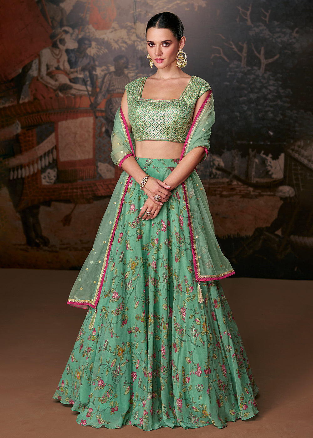 Lehenga for Women Party Wear in Peach Colour in Canada