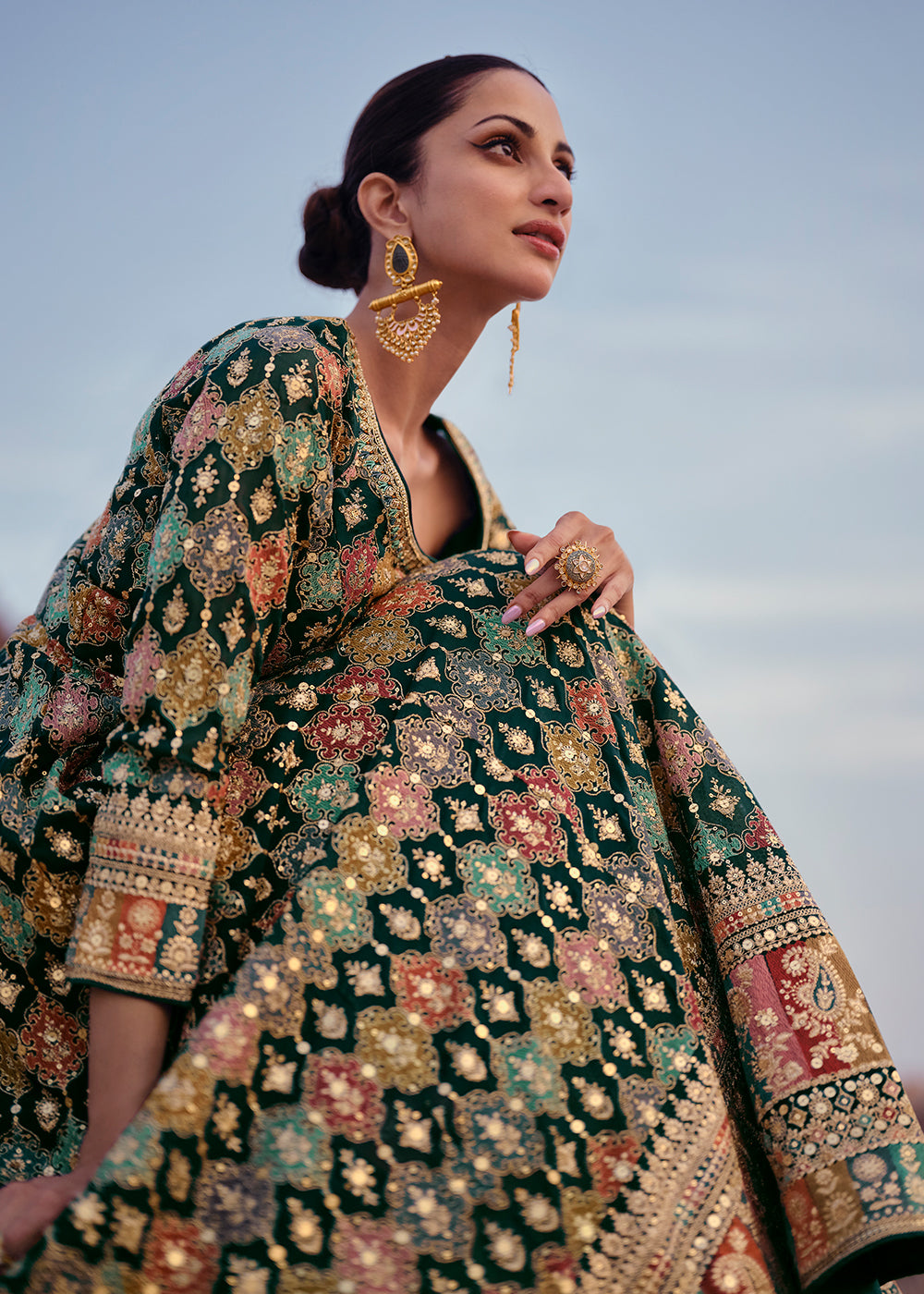 Buy Now Dark Green Heavy Georgette Floor Length Anarkali Gown Online in USA, UK, Australia, Canada & Worldwide at Empress Clothing. 