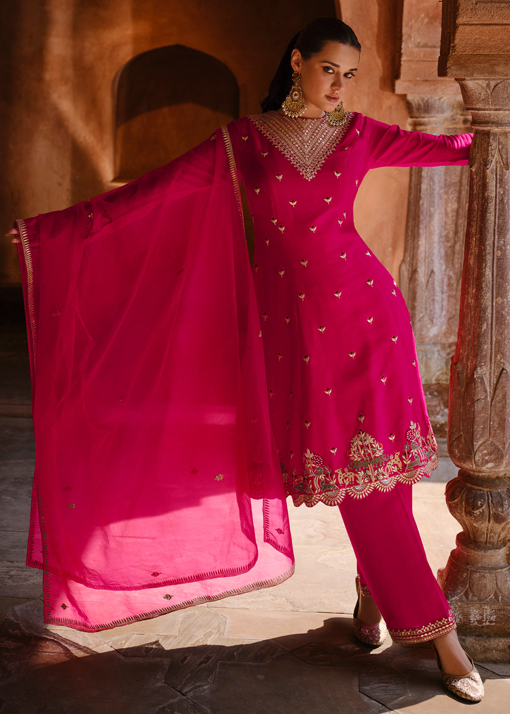 Buy Now Appealing Pink Wedding Festive Embroidered Salwar Suit Online in USA, UK, Canada, Germany, Australia & Worldwide at Empress Clothing.