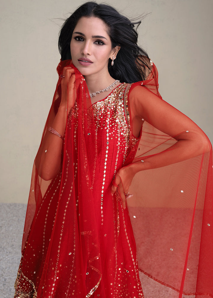 Buy Now Charming Red Silk Embroidered Festive Dhoti Style Suit Online in USA, UK, Canada, Germany, Australia & Worldwide at Empress Clothing. 