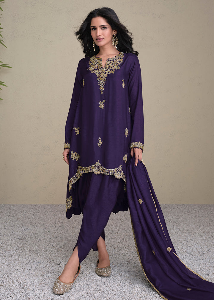 Buy Now Charming Blue  Silk Embroidered Festive Dhoti Style Suit Online in USA, UK, Canada, Germany, Australia & Worldwide at Empress Clothing.