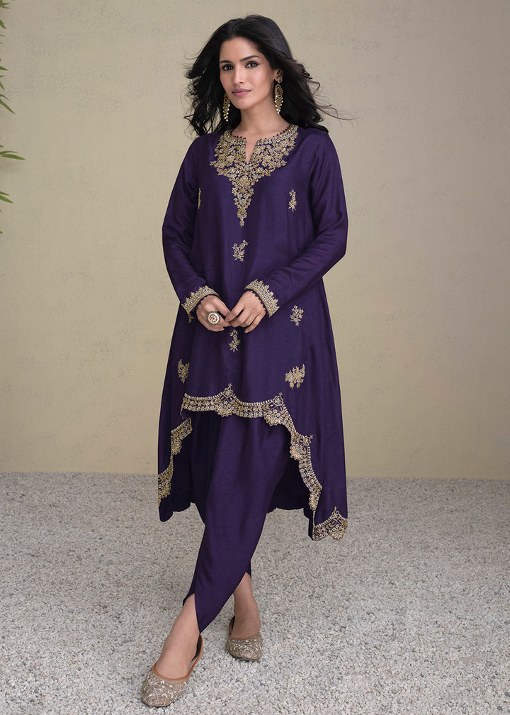 Buy Now Charming Blue  Silk Embroidered Festive Dhoti Style Suit Online in USA, UK, Canada, Germany, Australia & Worldwide at Empress Clothing.