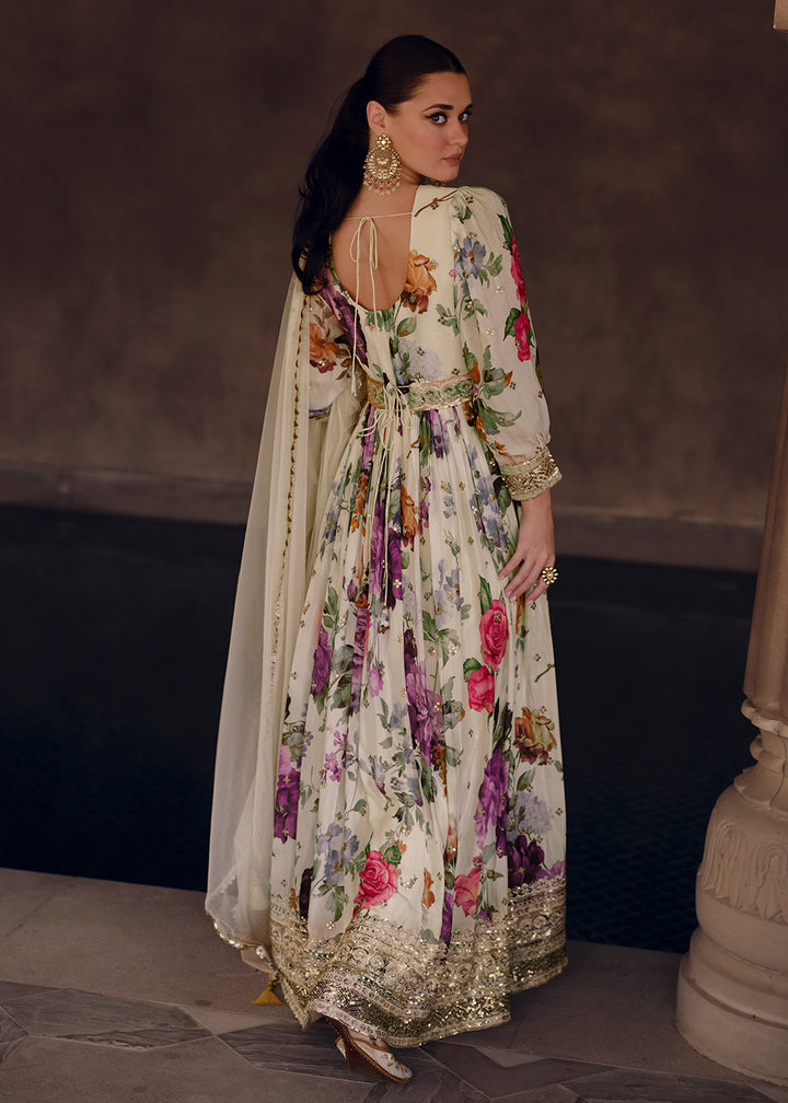 Buy Now White Floral Digital Printed Designer Anarkali Gown Online in USA, UK, Australia, New Zealand, Canada & Worldwide at Empress Clothing. 