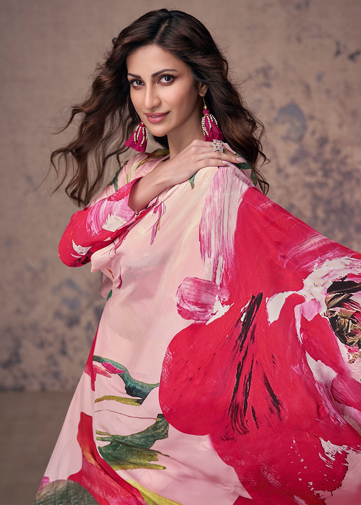 Buy Now Pink Crepe Silk Jacket Style Indo Western Dress Online in USA, UK, Canada, Germany, Australia & Worldwide at Empress Clothing.