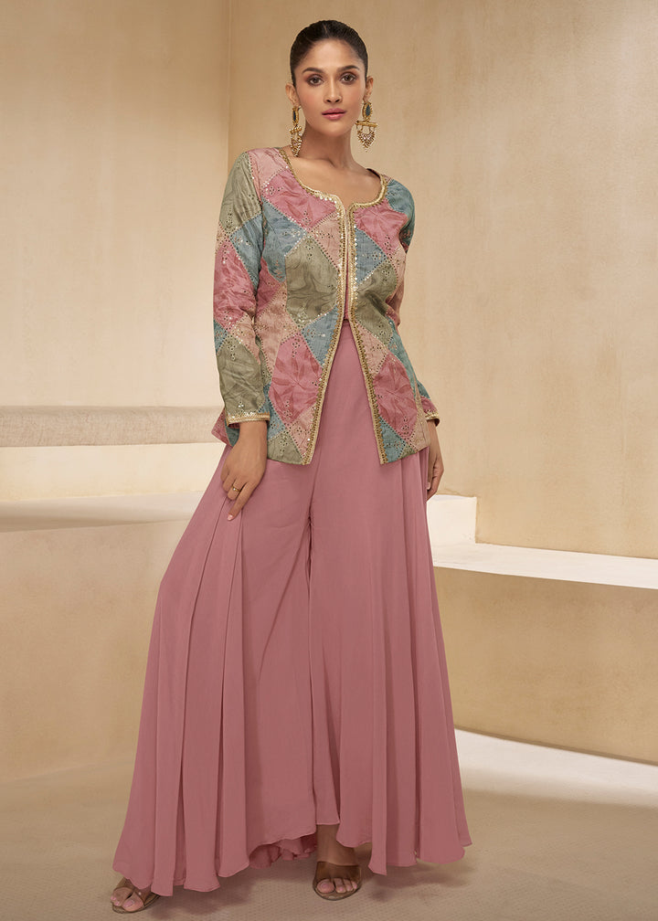 Shop Now Pink Designer Embroidered Party Wear Sharara Suit Online at Empress Clothing in USA, UK, Canada, Italy & Worldwide. 