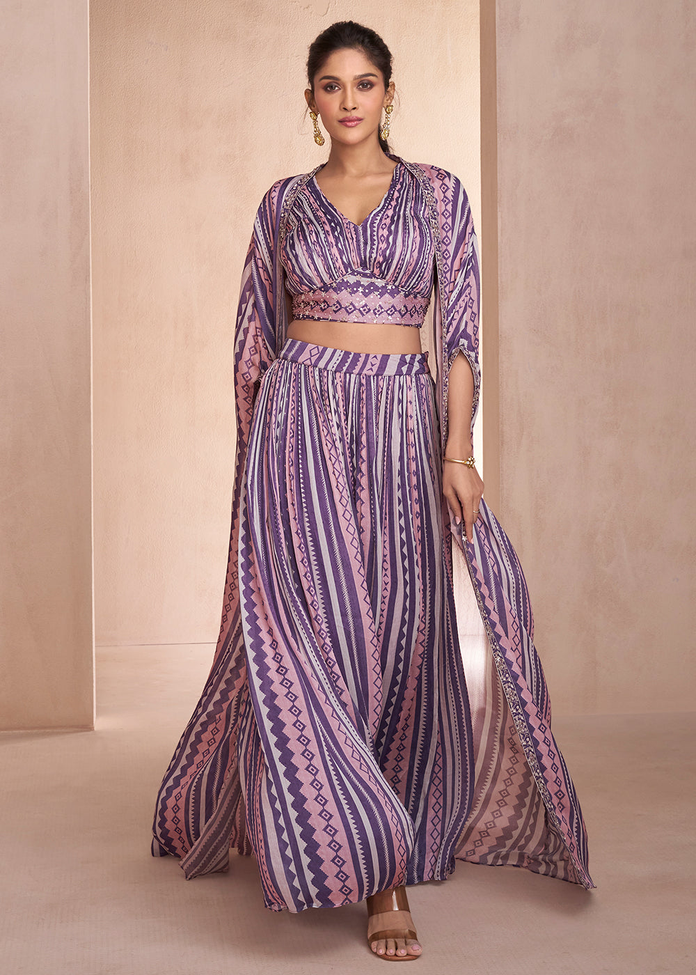 Buy Now Indo Western Style Multicolor Party Wear Palazzo Suit Online in USA, UK, Canada, Germany, Australia & Worldwide at Empress Clothing. 