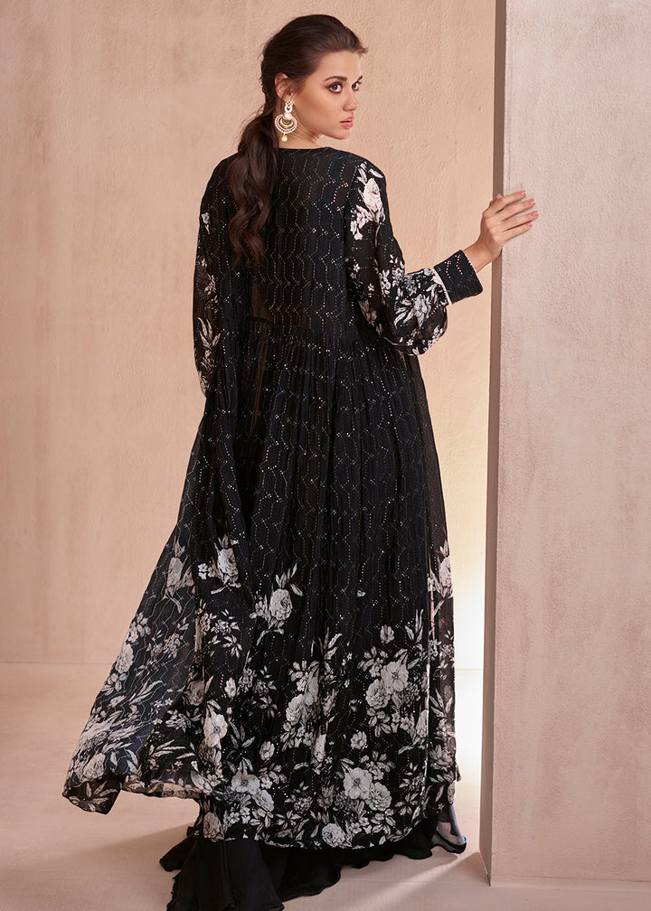 Buy Now Indo Western Style Black Party Wear Palazzo Suit Online in USA, UK, Canada, Germany, Australia & Worldwide at Empress Clothing.