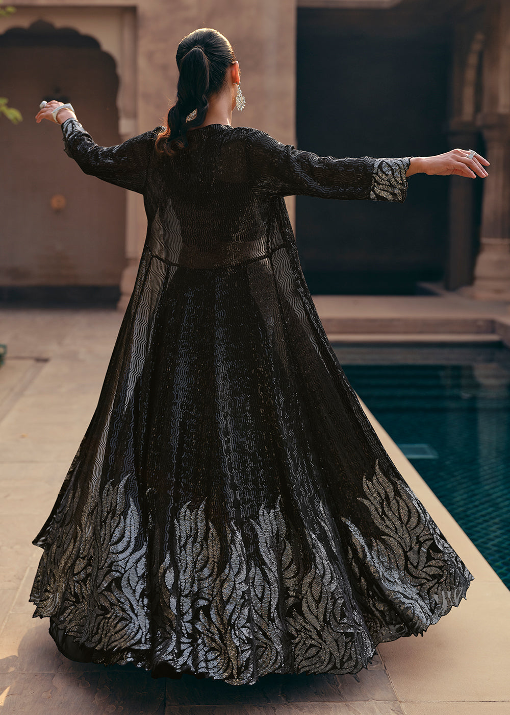 Tempting Black Embroidered Designer Indo Western Dress Tempting Black Embroidered Designer Indo Western Dress