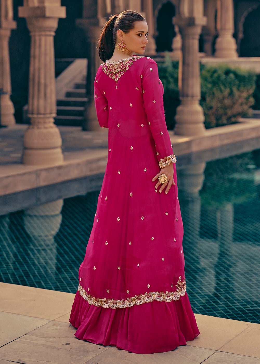 Buy Now Tempting Pink Embroidered Designer Indo Western Dress Online in USA, UK, Canada, Germany, Australia & Worldwide at Empress Clothing.