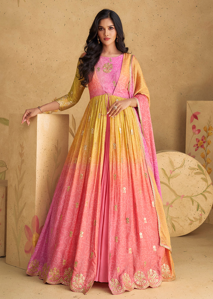 Buy Now Lovely Embroidered Multicolor Wedding Party Anarkali Gown Online in USA, UK, Australia, Canada & Worldwide at Empress Clothing.