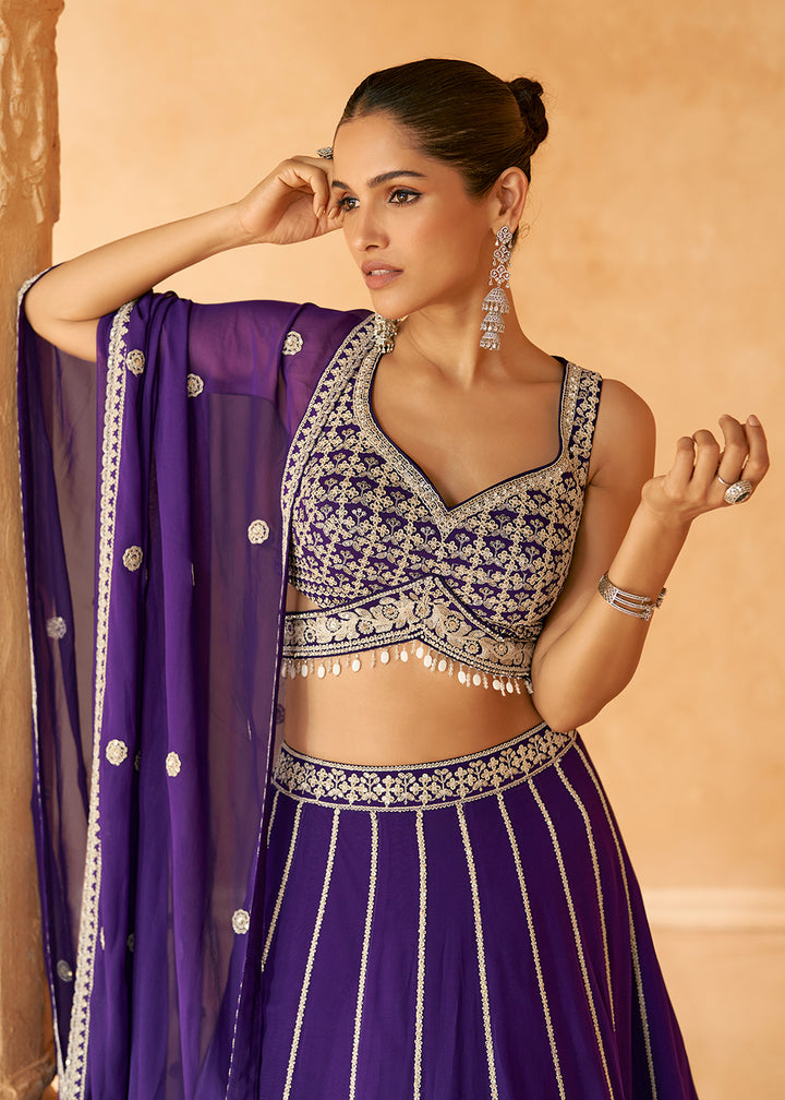 Buy Now Designer Purple Embroidered Bridesmaids Lehenga Choli Online in USA, UK, Canada & Worldwide at Empress Clothing. 