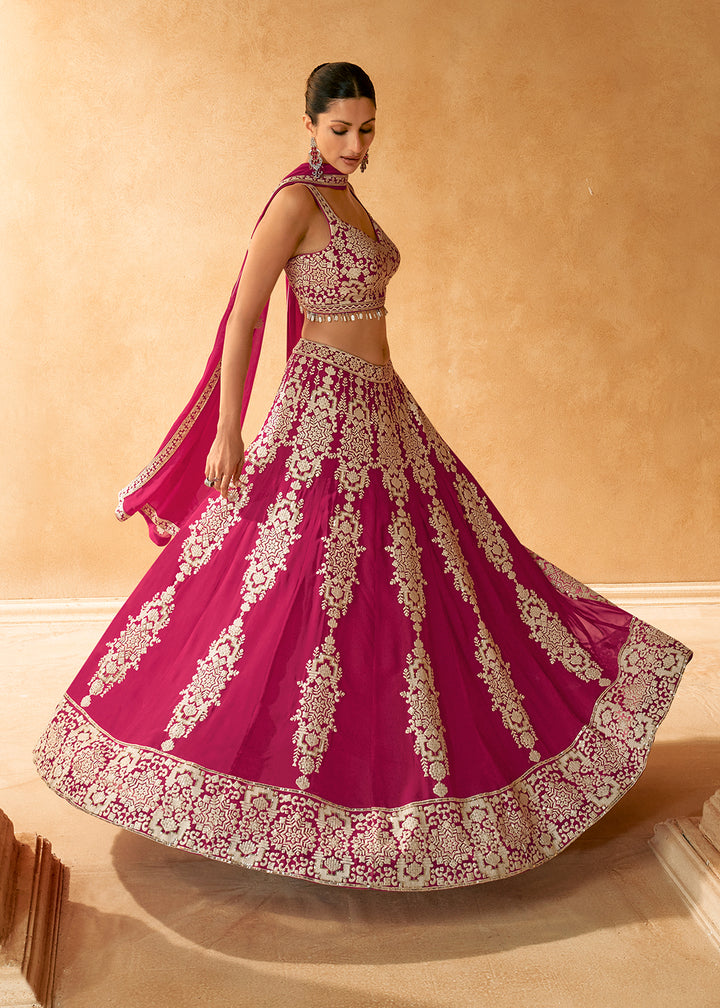 Buy Now Designer Rani Pink Embroidered Bridesmaids Lehenga Choli Online in USA, UK, Canada & Worldwide at Empress Clothing.