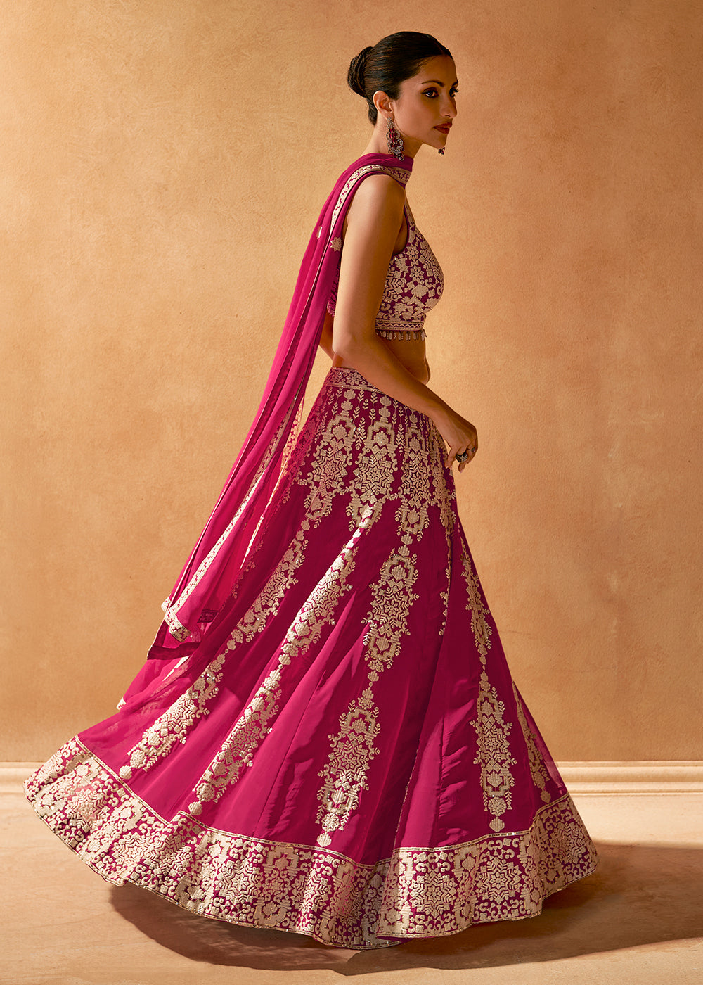 Buy Now Designer Rani Pink Embroidered Bridesmaids Lehenga Choli Online in USA, UK, Canada & Worldwide at Empress Clothing.