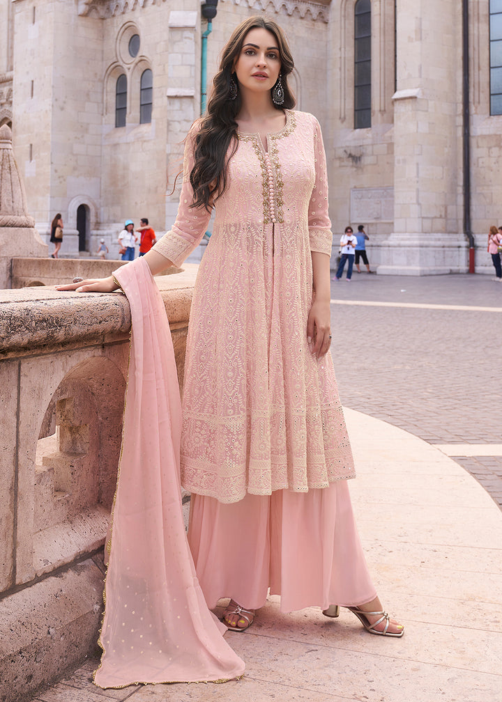 Shop Now Pink Anarkali Style Embroidered Festive Sharara Suit Online at Empress Clothing in USA, UK, Canada, Germany, Australia & Worldwide. 