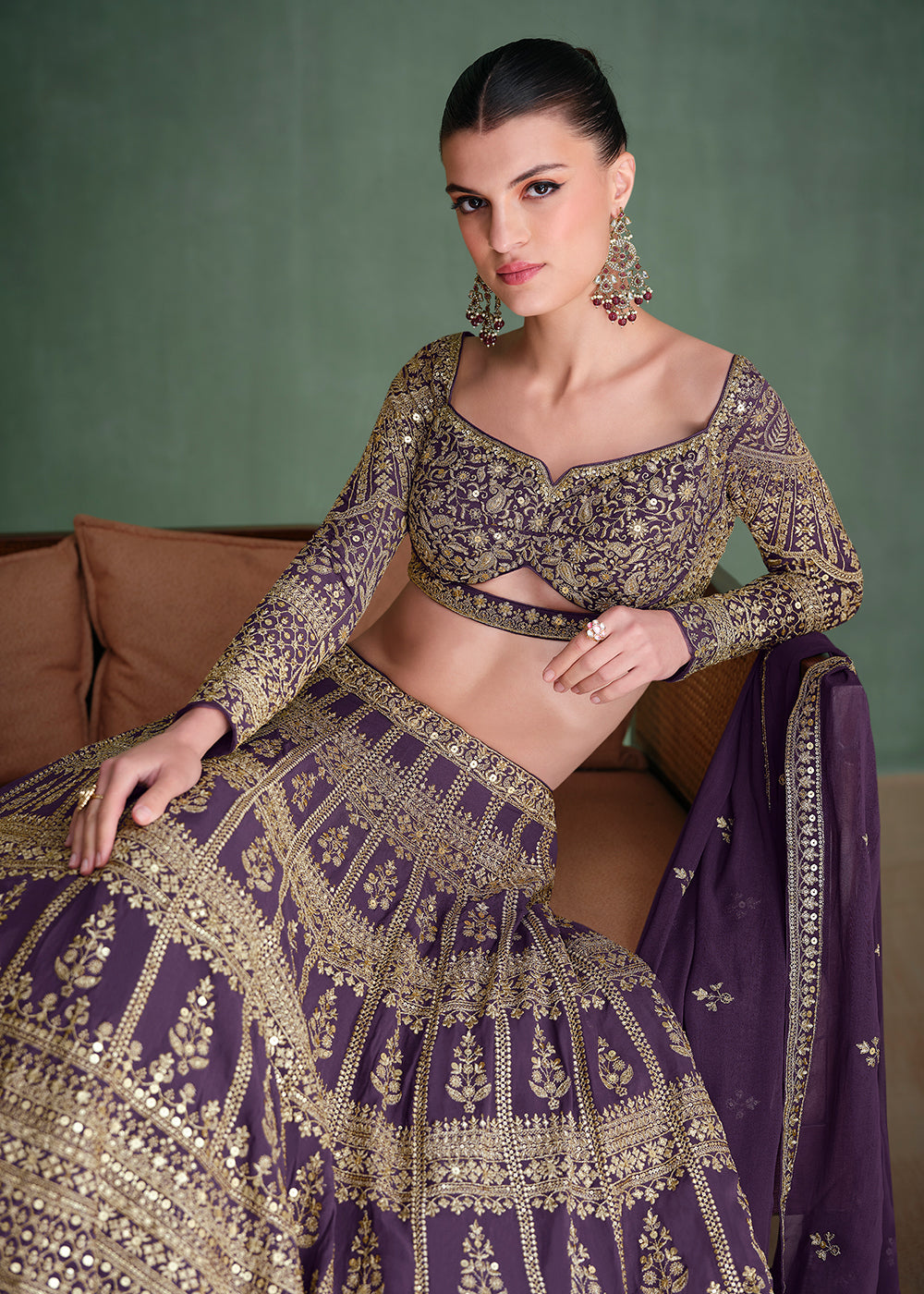 Buy Now Purple Embroidered Georgette Designer Party Style Lehenga Choli Online in USA, UK, Canada, UAE & Worldwide at Empress Clothing. 