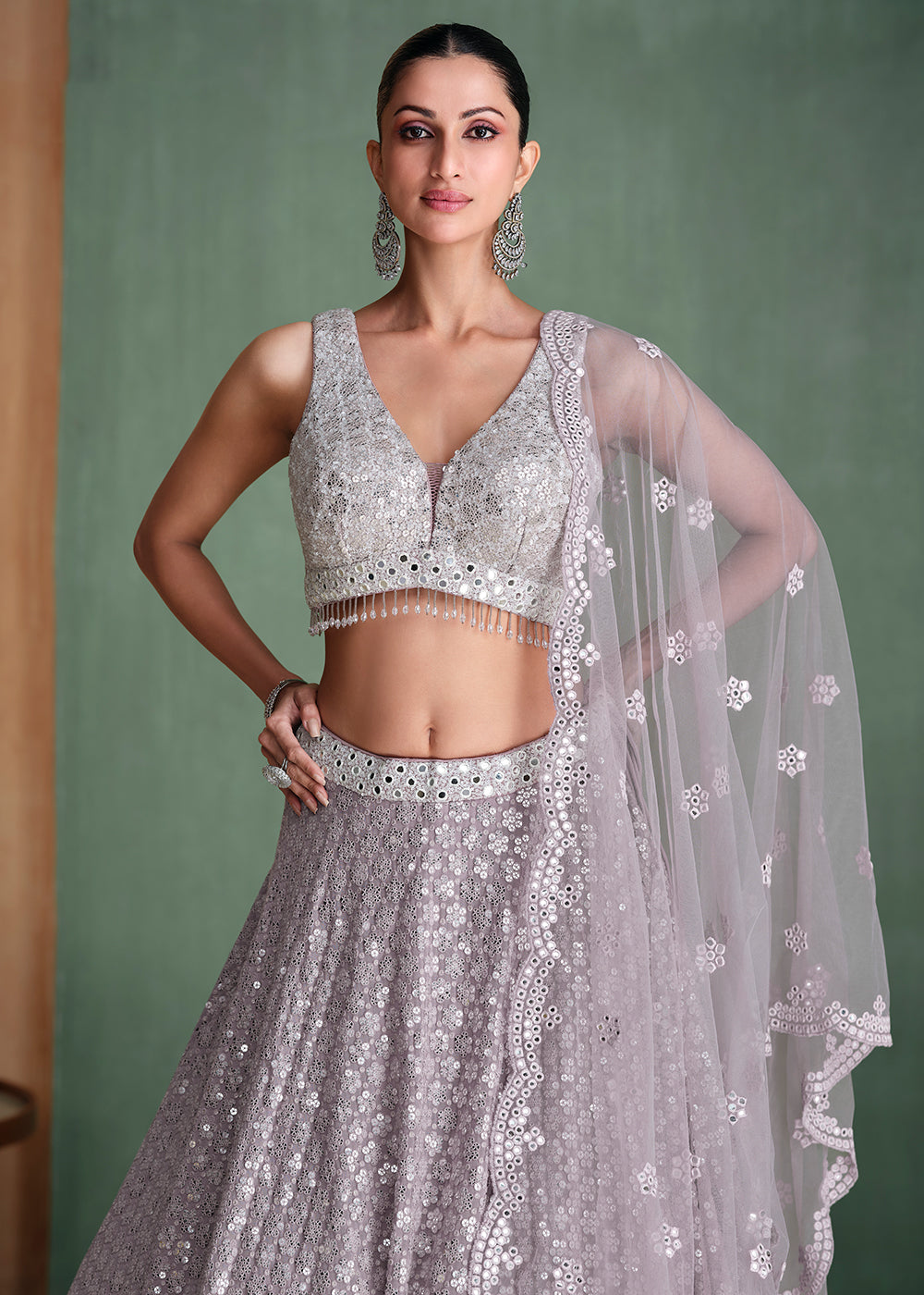 Buy Now Grey Embroidered Georgette Designer Party Style Lehenga Choli Online in USA, UK, Canada, UAE & Worldwide at Empress Clothing. 