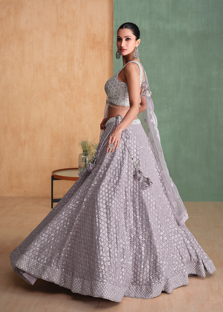 Buy Now Grey Embroidered Georgette Designer Party Style Lehenga Choli Online in USA, UK, Canada, UAE & Worldwide at Empress Clothing. 