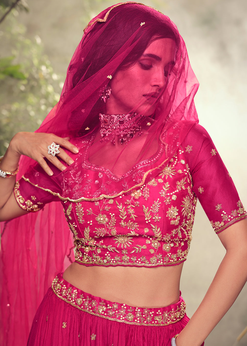 Buy Now Designer Pink Chinnon Silk Party Wear Lehenga Choli Online in USA, UK, Canada, France & Worldwide at Empress Clothing. 