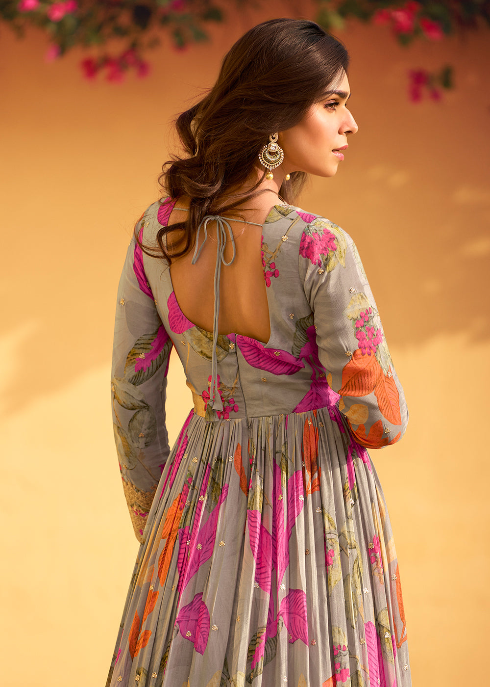 Buy Now Grey Multi Embroidered Wedding Festive Anarkali Gown Online in USA, UK, Italy, Canada & Worldwide at Empress Clothing.