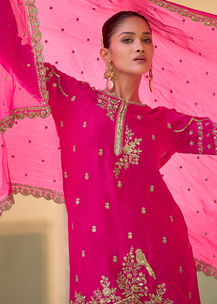 Buy Now Pink Dhoti Style Crepe Silk Ethnic Wear Dress Online in New York, Los Angeles, San Jose, Chicago, Houston, Fremont, Newark, Utah & Worldwide at Empress.
