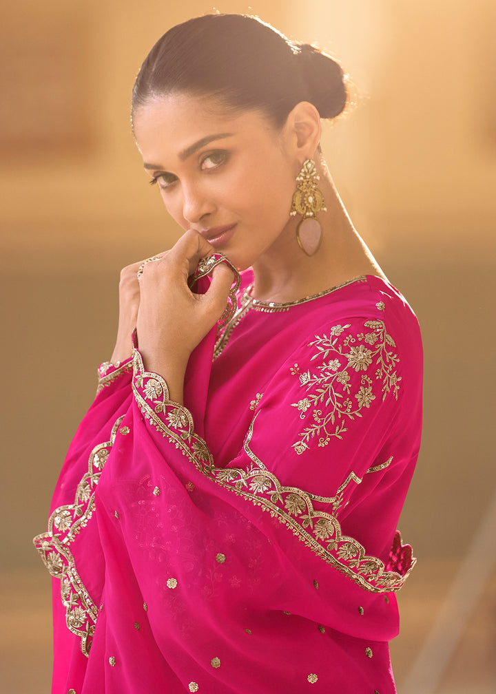 Buy Now Pink Dhoti Style Crepe Silk Ethnic Wear Dress Online in New York, Los Angeles, San Jose, Chicago, Houston, Fremont, Newark, Utah & Worldwide at Empress.