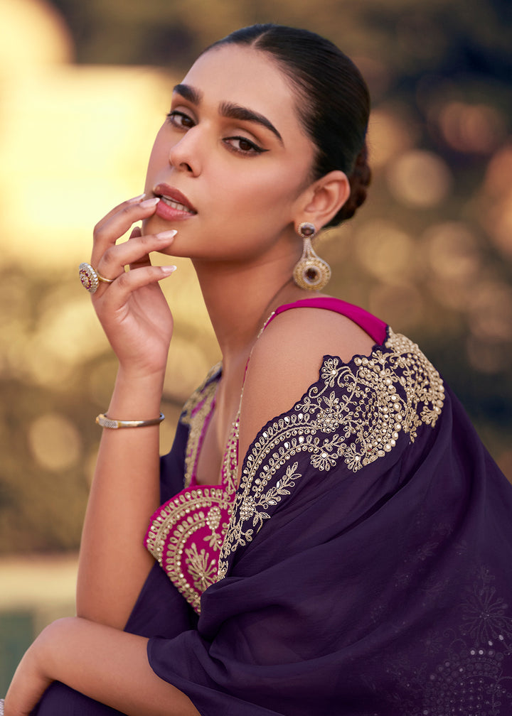 Buy Now Purple & Pink Designer Style Indo Western Dress Online in USA, UK, Canada, Germany, Italy, France, Netherland, Singapore & Worldwide at Empress Clothing.