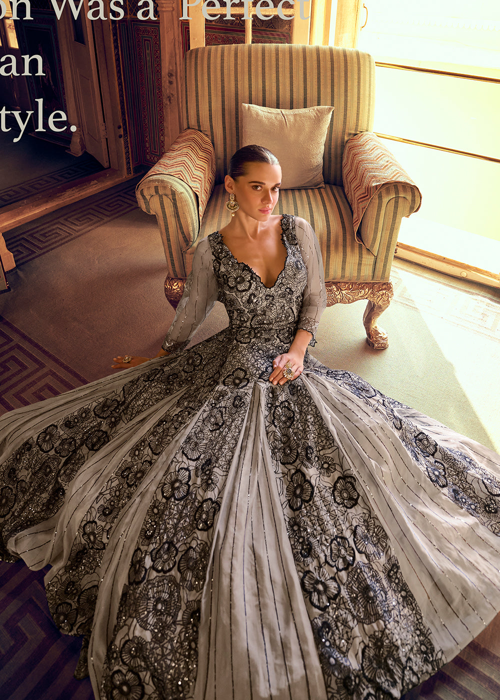Buy Now Stylist Grey Embroidered Designer Anarkali Gown Online in US, UK, Canada, France, Italy, Singapore, UAE, Austria, Australia & Worldwide at Empress.