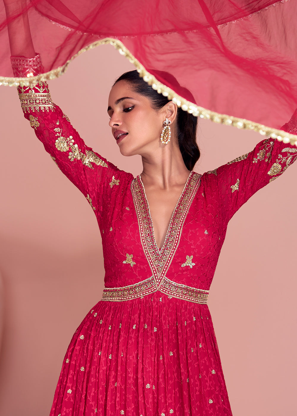 Buy Now Premium Embroidered Pink Festive Anarkali Suit Online in USA, UK, Sweden, Denmark, Greece, Germany, Canada, Belgium, Netherlands & Worldwide at Empress.
