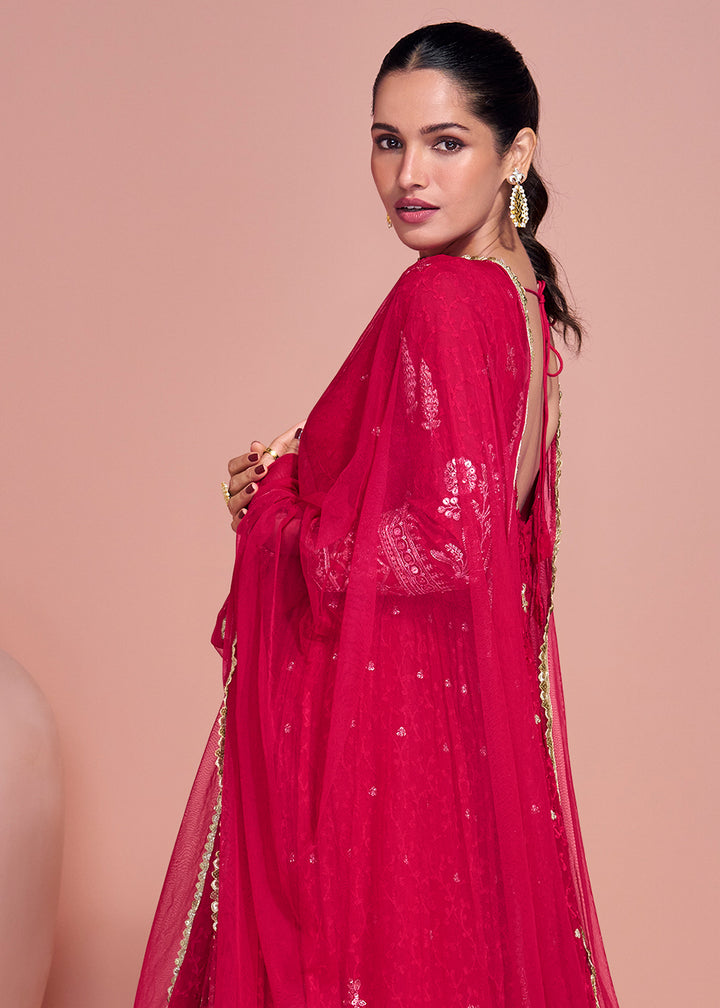 Buy Now Premium Embroidered Pink Festive Anarkali Suit Online in USA, UK, Sweden, Denmark, Greece, Germany, Canada, Belgium, Netherlands & Worldwide at Empress.