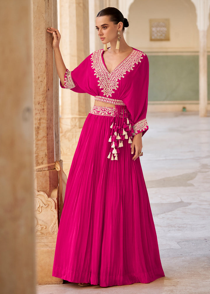 Buy Now Trendy Stylist Hot Pink Indo Western Lehenga Choli Online in US, UK, Canada, France, Germany, Sweden, Greece, UAE, Denmark & Worldwide at Empress.